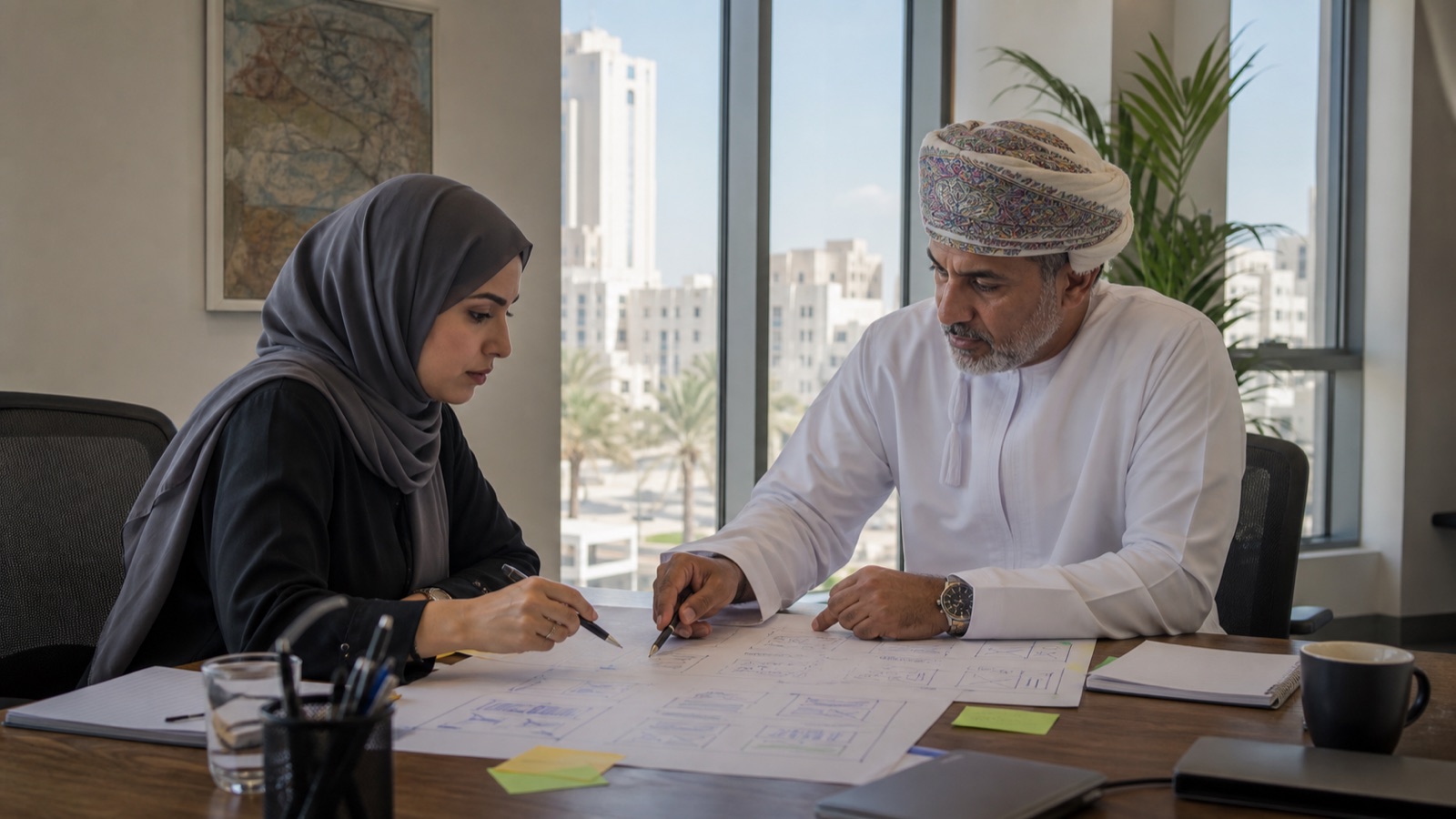 Oman business professionals working on B2B Landing Page Guide for Oman Businesses