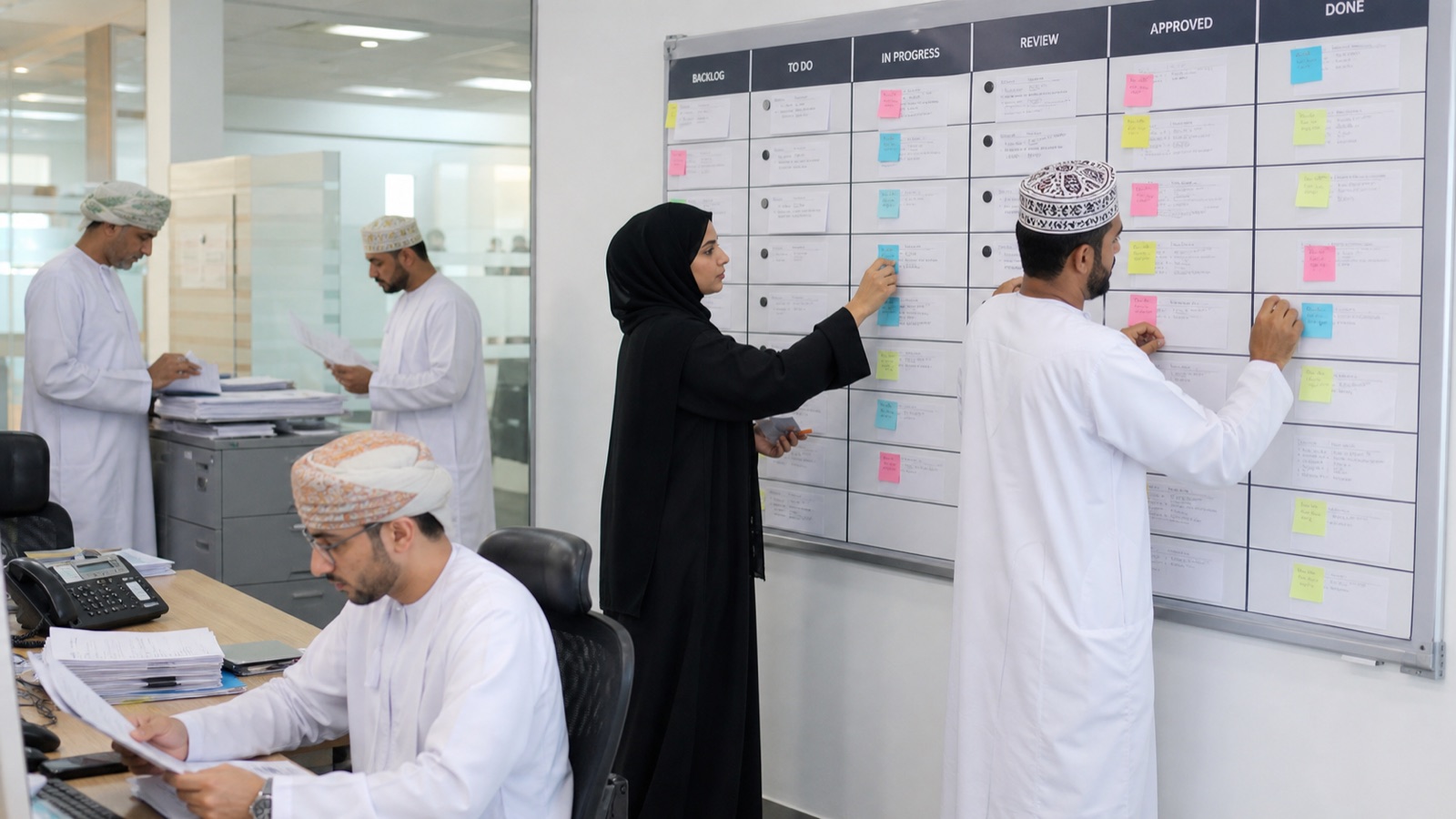 Oman business professionals working on Business Process Automation Guide for Oman SMEs