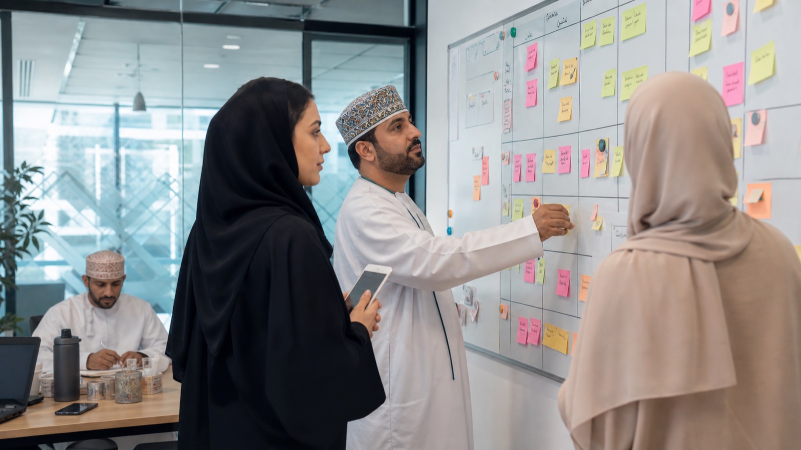 Oman operations team coordinating a structured customer onboarding workflow