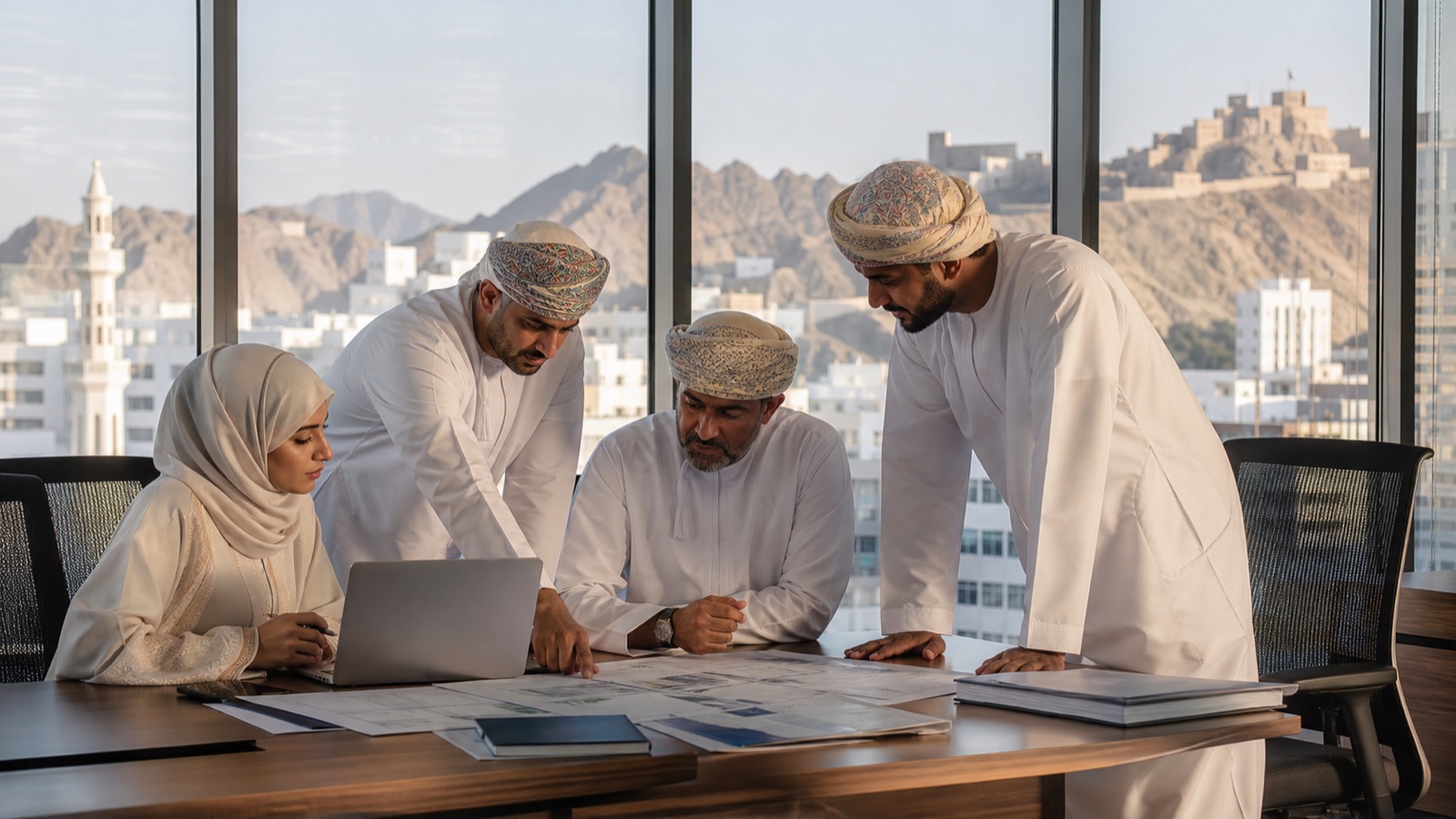 Oman business professionals working on Digital Transformation Roadmap Aligned with Oman Vision 2040