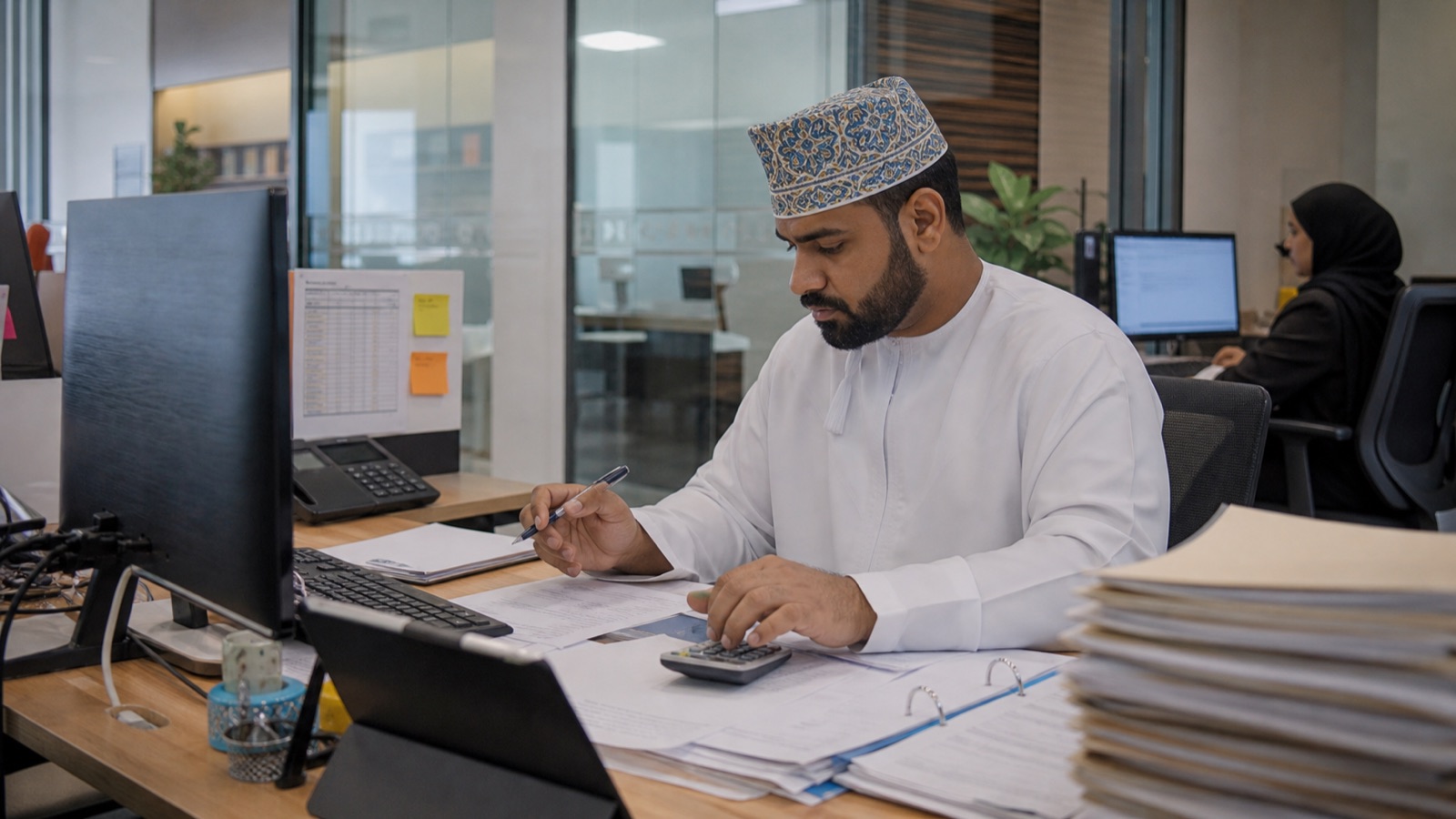 Oman finance team reconciling invoices, collections and receivables