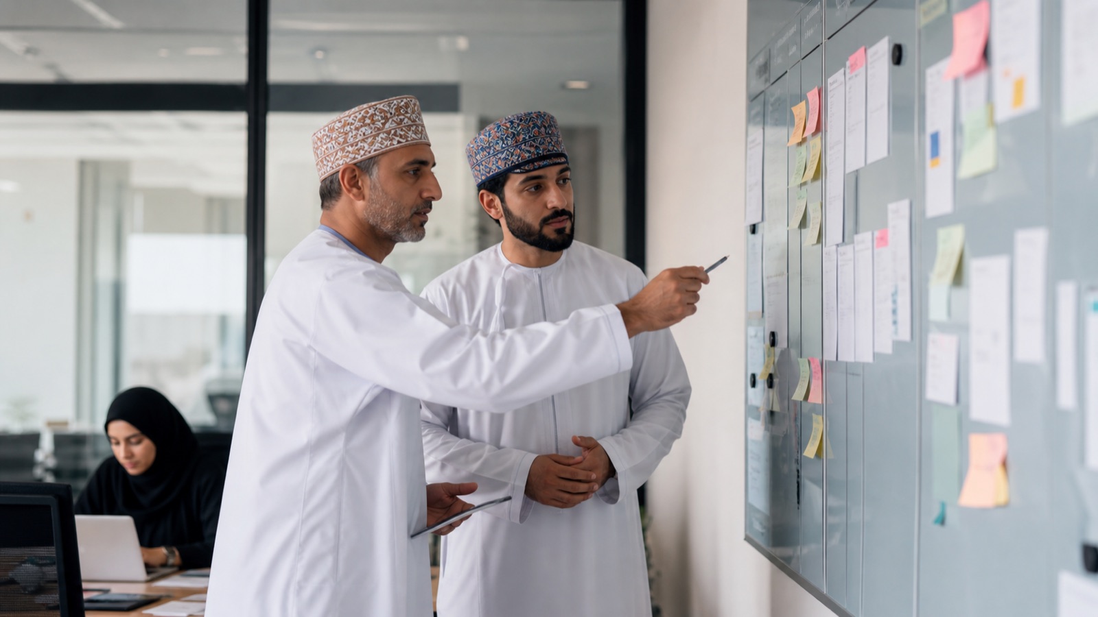 Omani sales team reviewing a disciplined B2B CRM pipeline