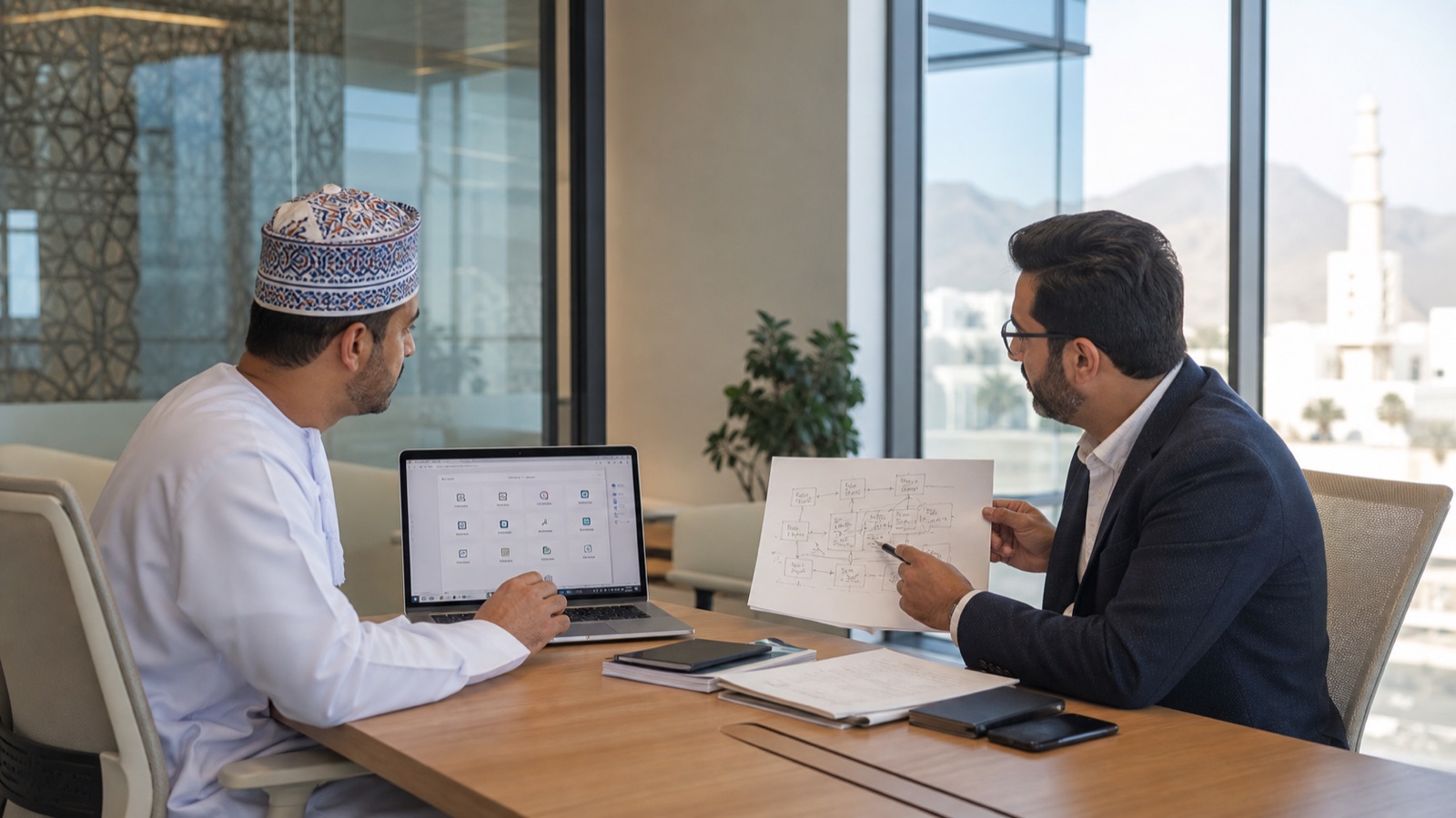 Oman business professionals working on Odoo vs Custom ERP for Oman Businesses
