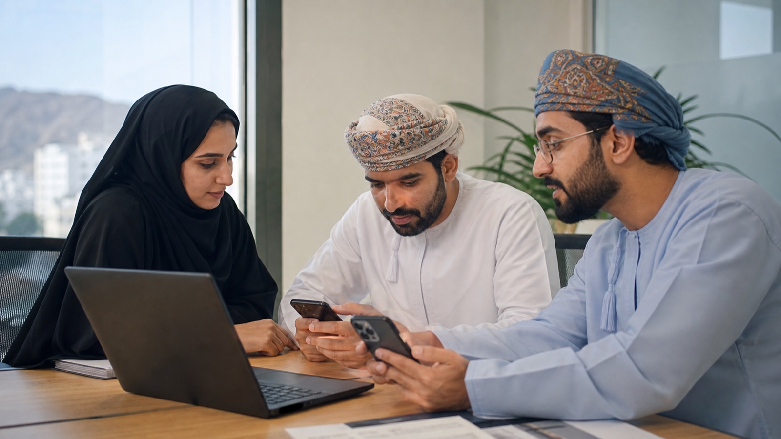Oman product team usability-testing a mobile business application