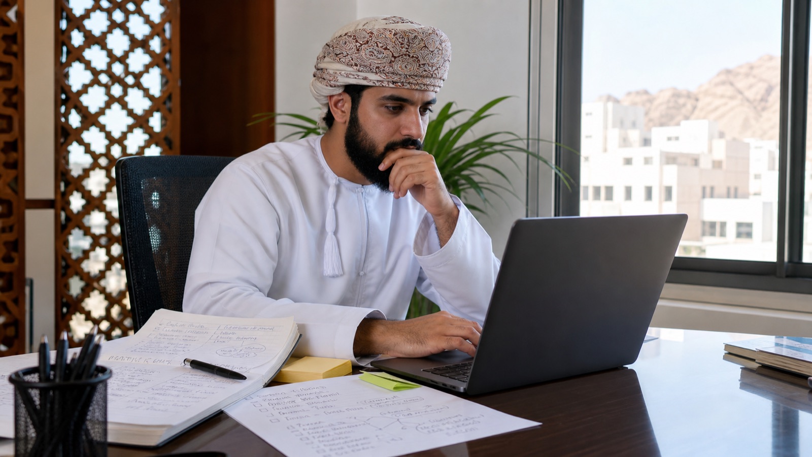 Oman business professionals working on SEO Checklist for Oman Businesses