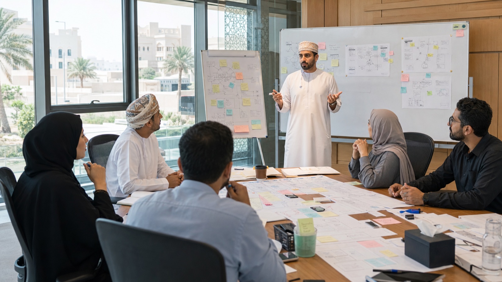 Oman product and software team mapping real workflows during discovery